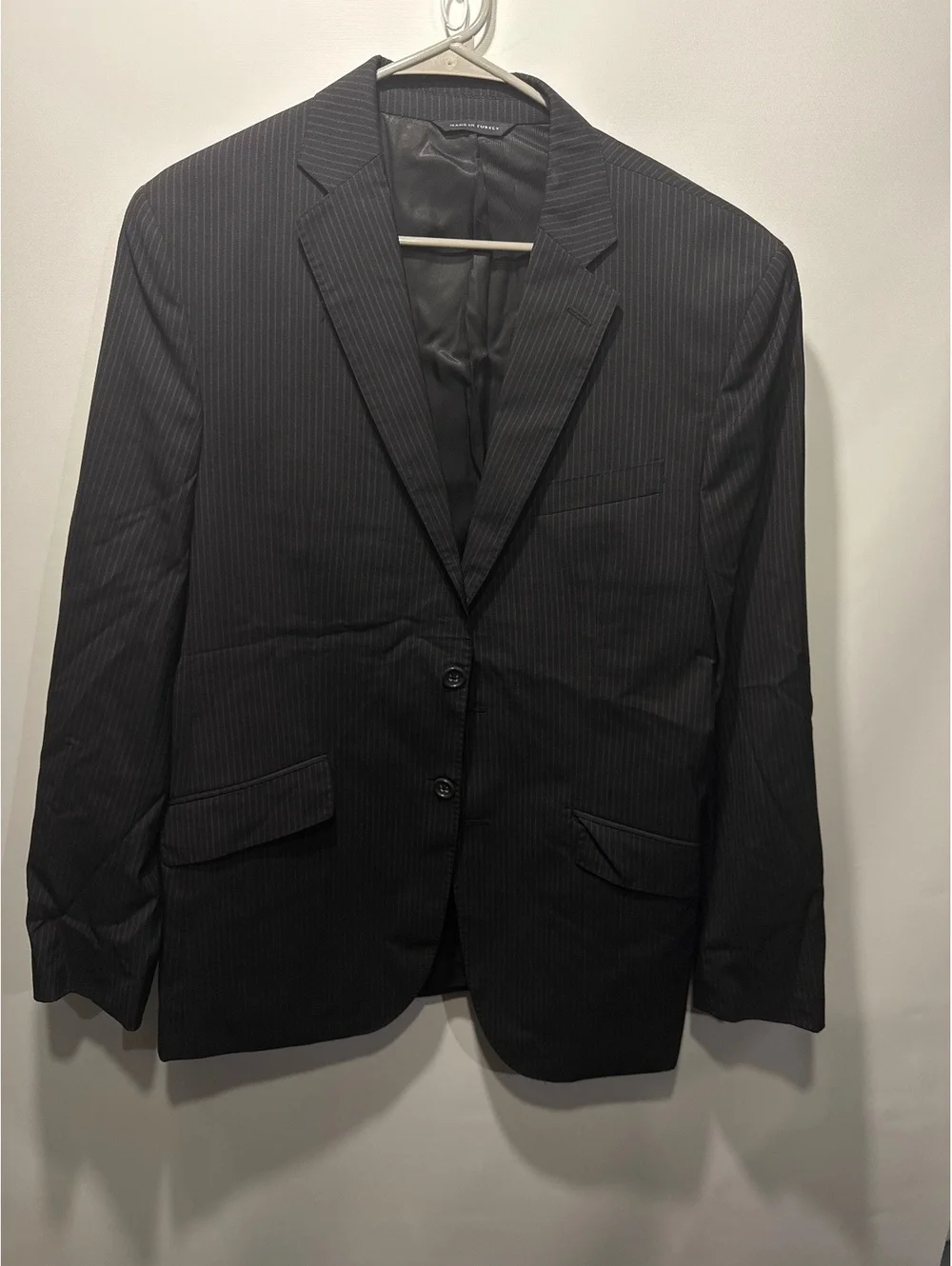 Banana Republic Men's Black Pinstripe Wool Silk Suit Jacket